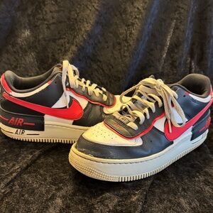 Nike Air Force Sneakers - Black, Red, and White size 9
